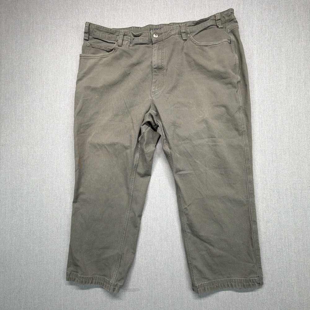Duluth Trading Pants Mens 42x30 (Fits 42x25) Tan Canvas Flex Fire‎ Hose Straight